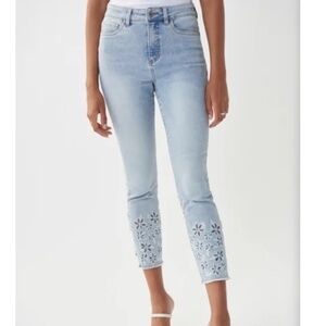 Joseph Ribkoff Floral Embroidered High Rise Jeans/Size 6